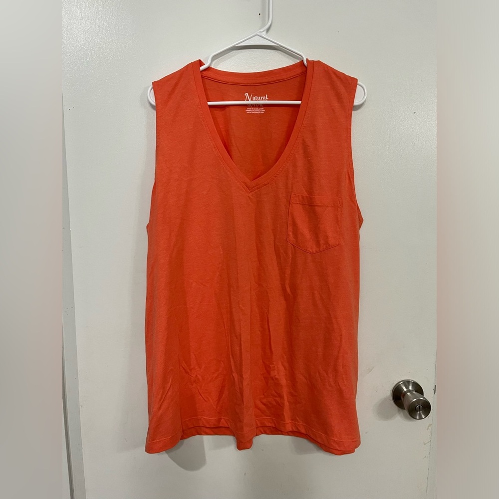 Natural Reflections Women's Orange V-Neck Tank Top